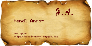Hendl Andor névjegykártya